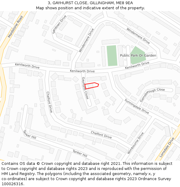 3, GAYHURST CLOSE, GILLINGHAM, ME8 9EA: Location map and indicative extent of plot