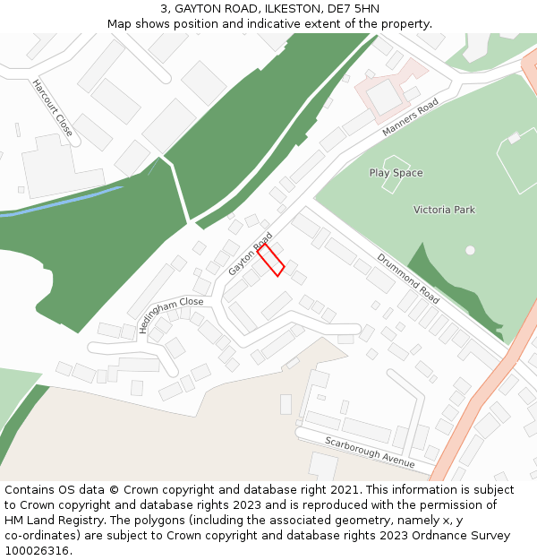 3, GAYTON ROAD, ILKESTON, DE7 5HN: Location map and indicative extent of plot