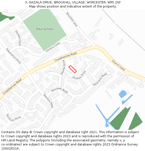 3, GAZALA DRIVE, BROCKHILL VILLAGE, WORCESTER, WR5 2SF: Location map and indicative extent of plot