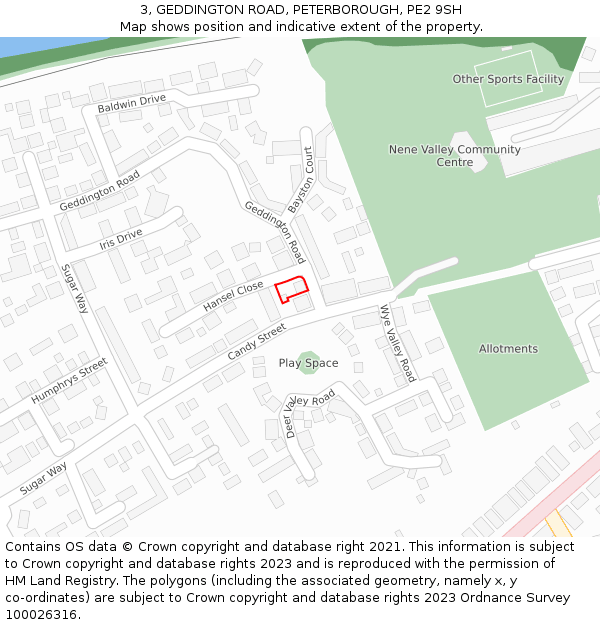3, GEDDINGTON ROAD, PETERBOROUGH, PE2 9SH: Location map and indicative extent of plot