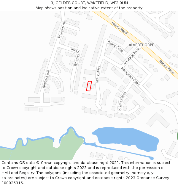 3, GELDER COURT, WAKEFIELD, WF2 0UN: Location map and indicative extent of plot