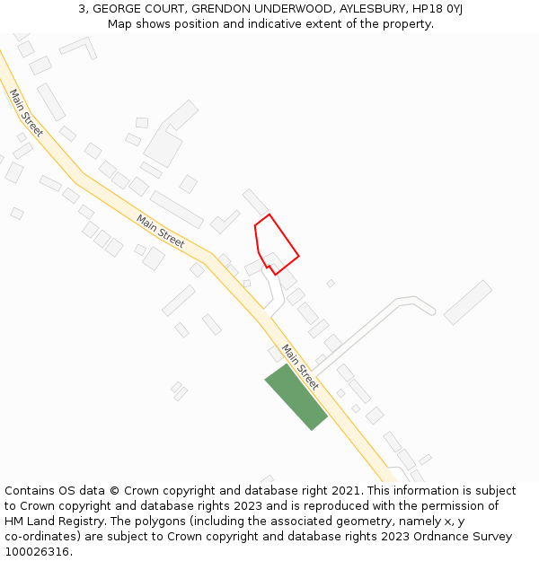 3, GEORGE COURT, GRENDON UNDERWOOD, AYLESBURY, HP18 0YJ: Location map and indicative extent of plot