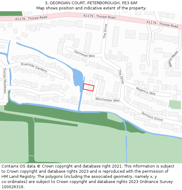 3, GEORGIAN COURT, PETERBOROUGH, PE3 6AF: Location map and indicative extent of plot
