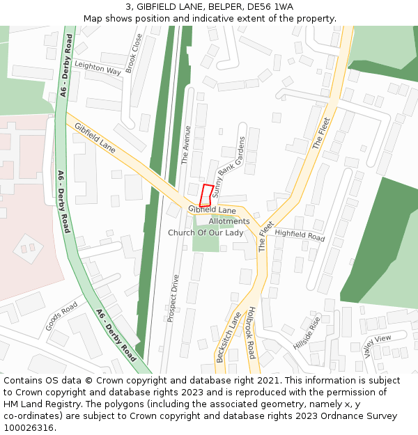 3, GIBFIELD LANE, BELPER, DE56 1WA: Location map and indicative extent of plot