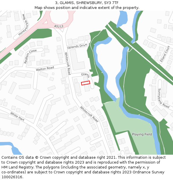 3, GLAMIS, SHREWSBURY, SY3 7TF: Location map and indicative extent of plot