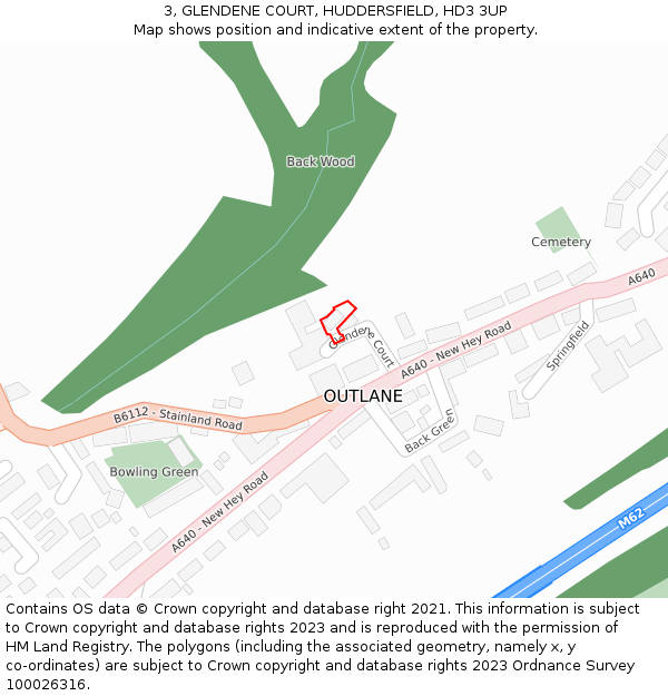 3, GLENDENE COURT, HUDDERSFIELD, HD3 3UP: Location map and indicative extent of plot