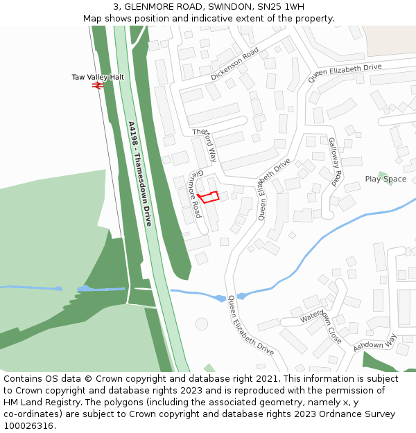 3, GLENMORE ROAD, SWINDON, SN25 1WH: Location map and indicative extent of plot