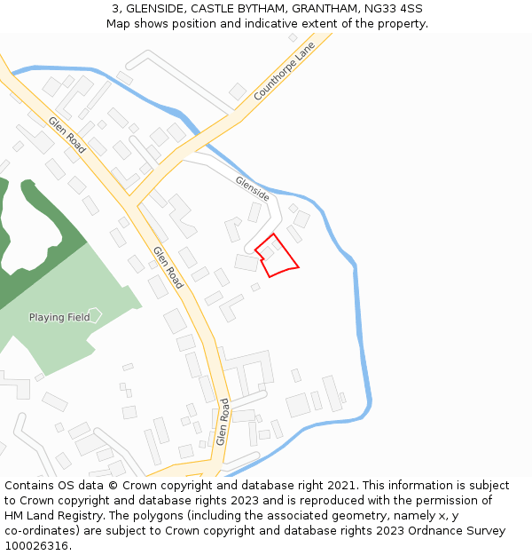 3, GLENSIDE, CASTLE BYTHAM, GRANTHAM, NG33 4SS: Location map and indicative extent of plot