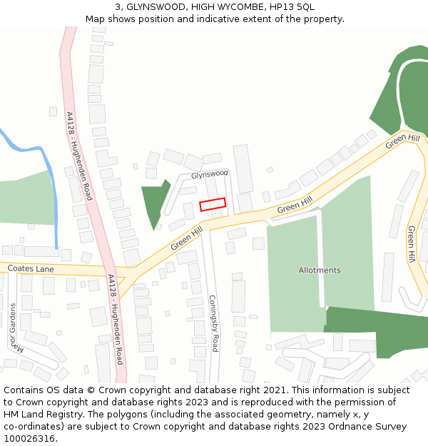 3, GLYNSWOOD, HIGH WYCOMBE, HP13 5QL: Location map and indicative extent of plot