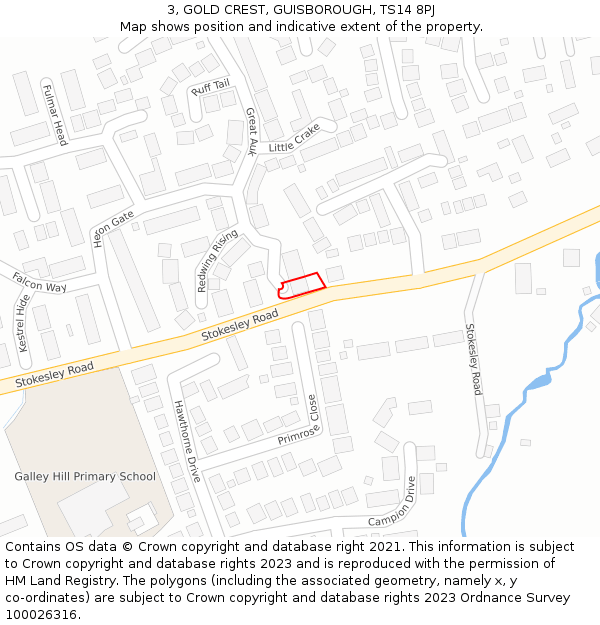 3, GOLD CREST, GUISBOROUGH, TS14 8PJ: Location map and indicative extent of plot