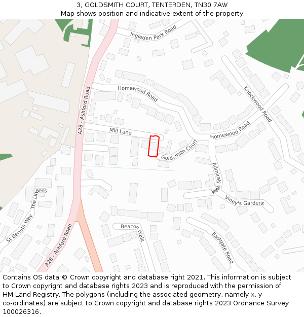 3, GOLDSMITH COURT, TENTERDEN, TN30 7AW: Location map and indicative extent of plot