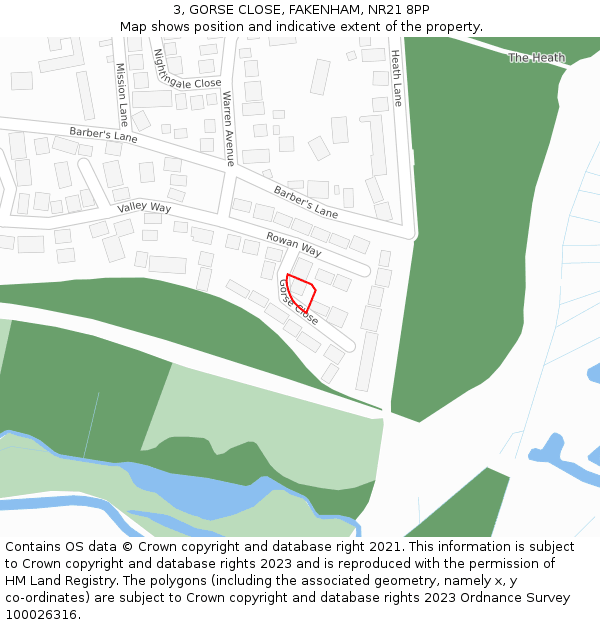 3, GORSE CLOSE, FAKENHAM, NR21 8PP: Location map and indicative extent of plot