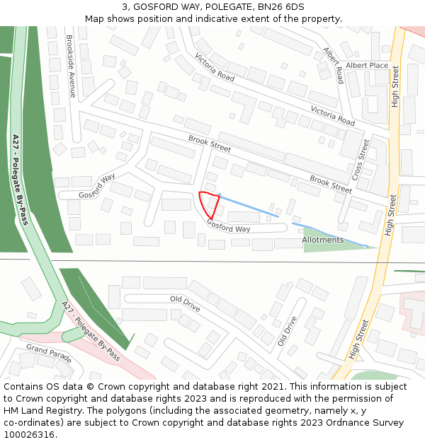 3, GOSFORD WAY, POLEGATE, BN26 6DS: Location map and indicative extent of plot