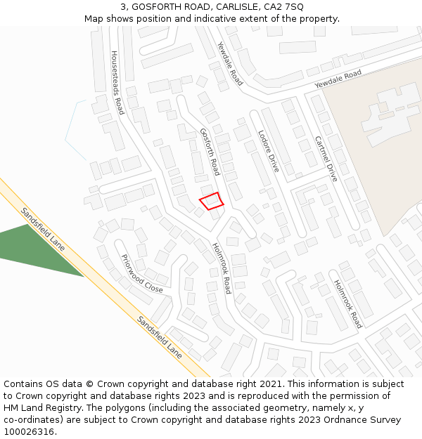 3, GOSFORTH ROAD, CARLISLE, CA2 7SQ: Location map and indicative extent of plot
