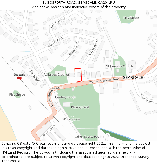 3, GOSFORTH ROAD, SEASCALE, CA20 1PU: Location map and indicative extent of plot