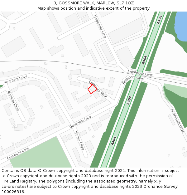 3, GOSSMORE WALK, MARLOW, SL7 1QZ: Location map and indicative extent of plot