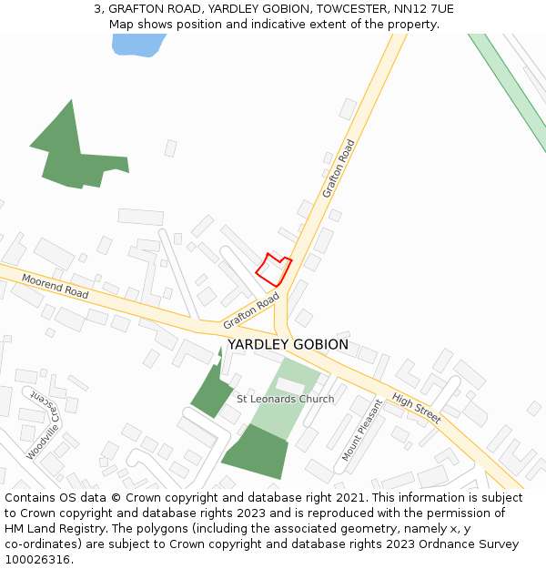 3, GRAFTON ROAD, YARDLEY GOBION, TOWCESTER, NN12 7UE: Location map and indicative extent of plot