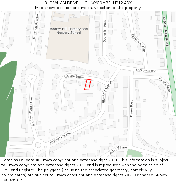3, GRAHAM DRIVE, HIGH WYCOMBE, HP12 4DX: Location map and indicative extent of plot