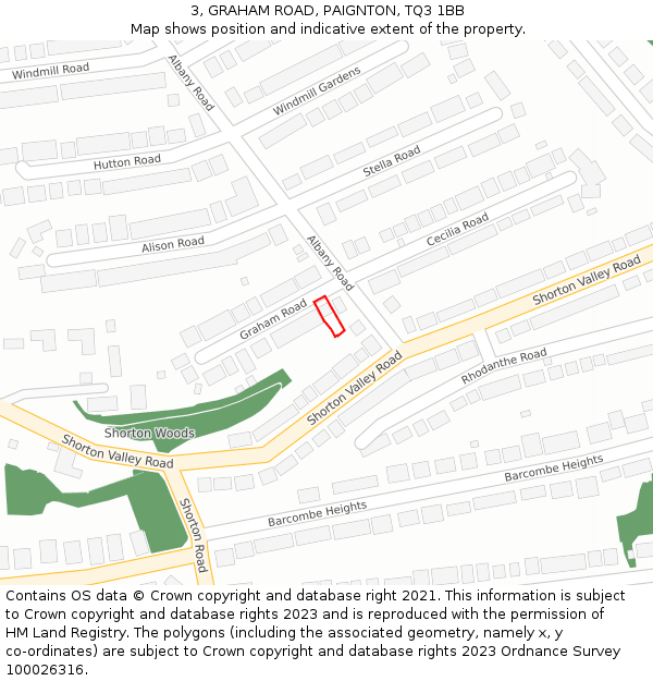 3, GRAHAM ROAD, PAIGNTON, TQ3 1BB: Location map and indicative extent of plot