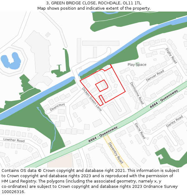 3, GREEN BRIDGE CLOSE, ROCHDALE, OL11 1TL: Location map and indicative extent of plot