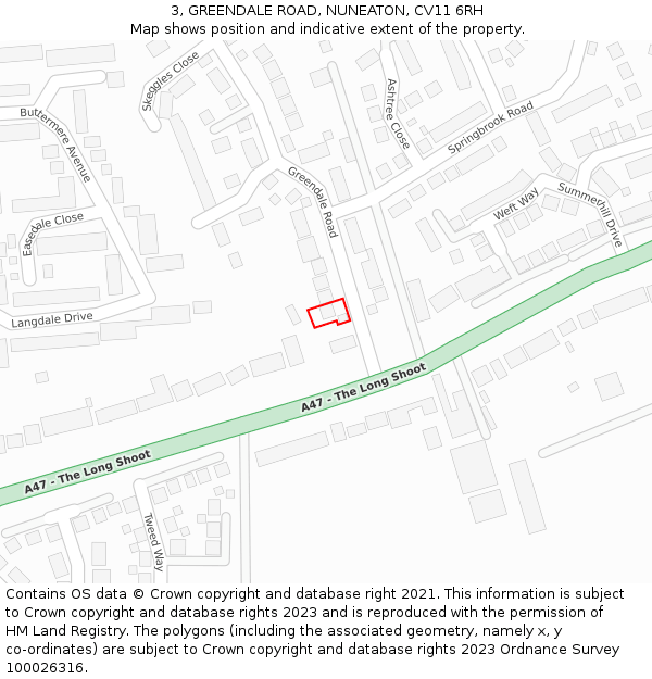 3, GREENDALE ROAD, NUNEATON, CV11 6RH: Location map and indicative extent of plot