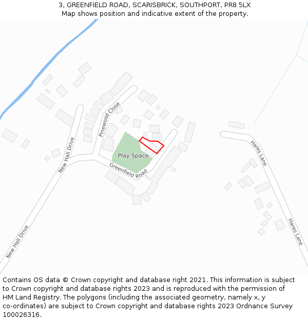 3, GREENFIELD ROAD, SCARISBRICK, SOUTHPORT, PR8 5LX: Location map and indicative extent of plot