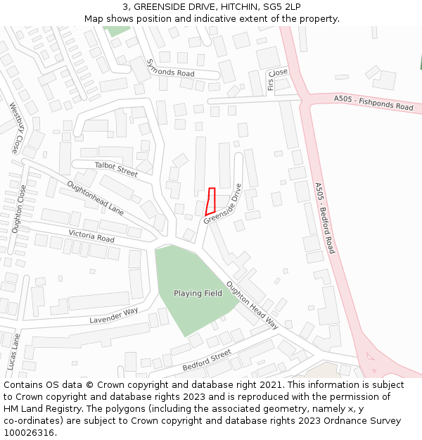 3, GREENSIDE DRIVE, HITCHIN, SG5 2LP: Location map and indicative extent of plot