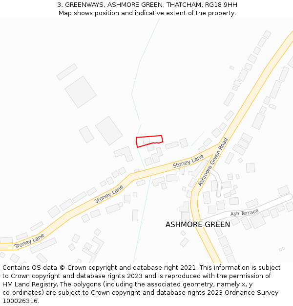 3, GREENWAYS, ASHMORE GREEN, THATCHAM, RG18 9HH: Location map and indicative extent of plot