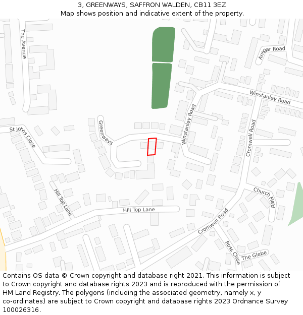 3, GREENWAYS, SAFFRON WALDEN, CB11 3EZ: Location map and indicative extent of plot