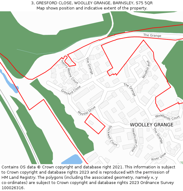 3, GRESFORD CLOSE, WOOLLEY GRANGE, BARNSLEY, S75 5QR: Location map and indicative extent of plot