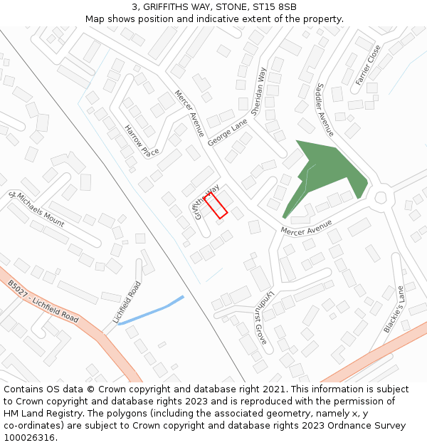 3, GRIFFITHS WAY, STONE, ST15 8SB: Location map and indicative extent of plot