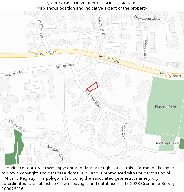 3, GRITSTONE DRIVE, MACCLESFIELD, SK10 3SF: Location map and indicative extent of plot