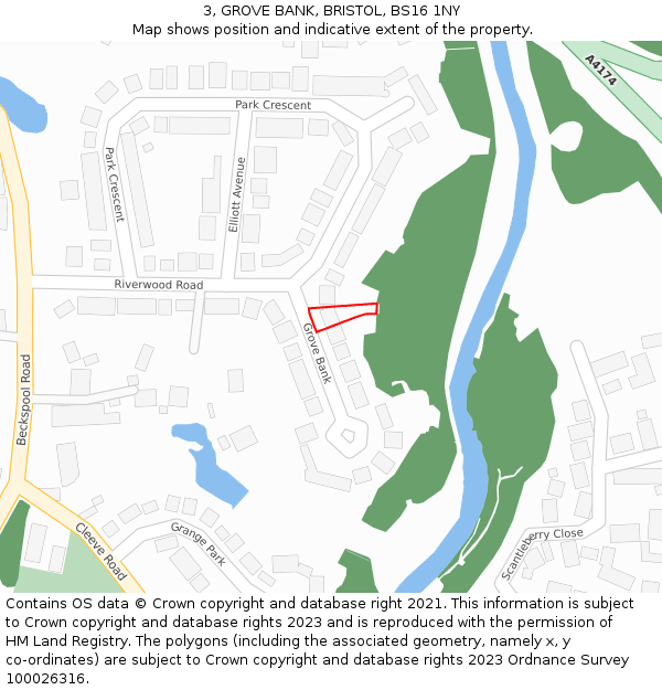 3, GROVE BANK, BRISTOL, BS16 1NY: Location map and indicative extent of plot