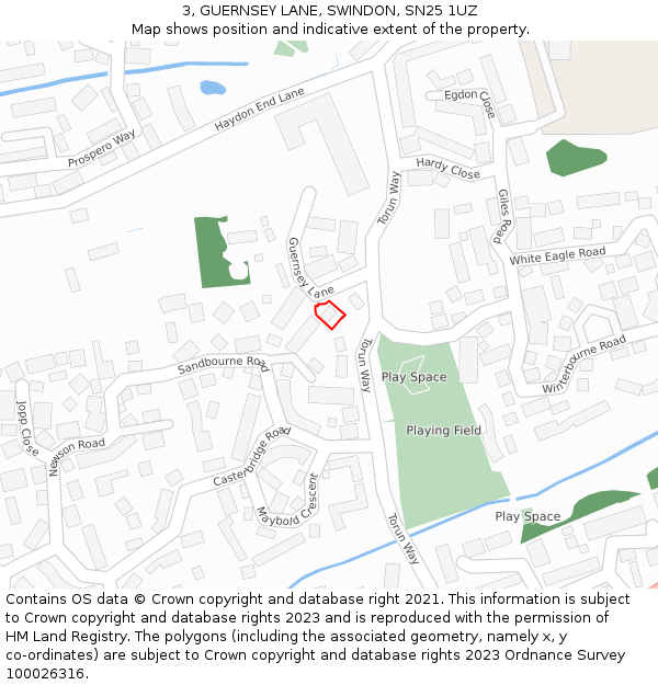 3, GUERNSEY LANE, SWINDON, SN25 1UZ: Location map and indicative extent of plot