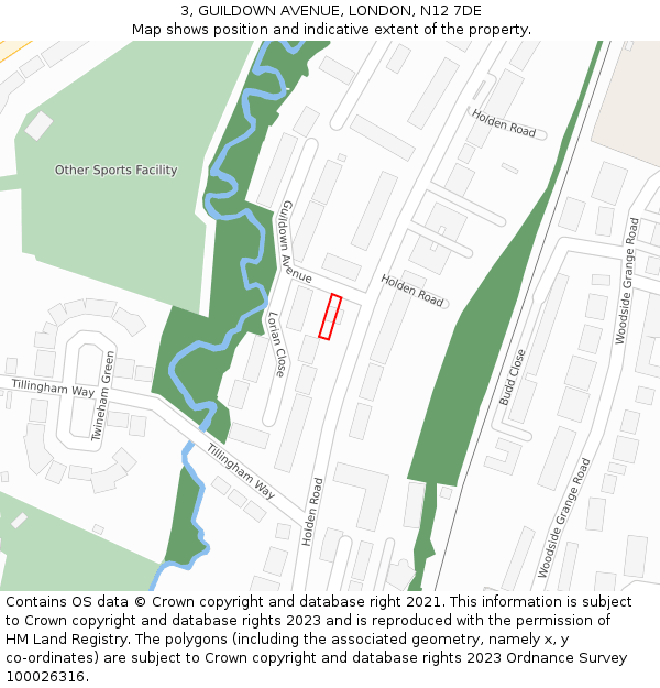 3, GUILDOWN AVENUE, LONDON, N12 7DE: Location map and indicative extent of plot