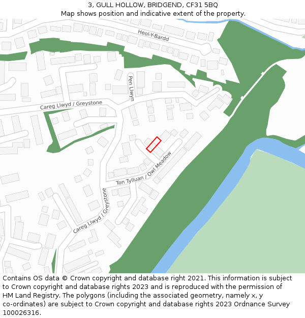 3, GULL HOLLOW, BRIDGEND, CF31 5BQ: Location map and indicative extent of plot