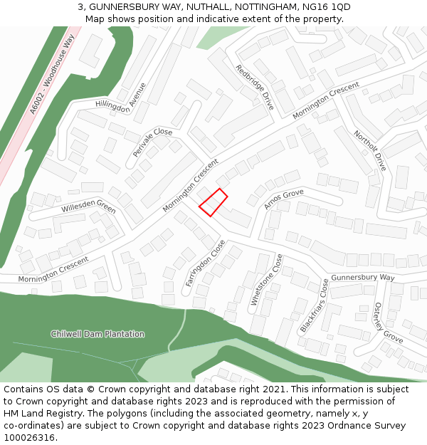 3, GUNNERSBURY WAY, NUTHALL, NOTTINGHAM, NG16 1QD: Location map and indicative extent of plot
