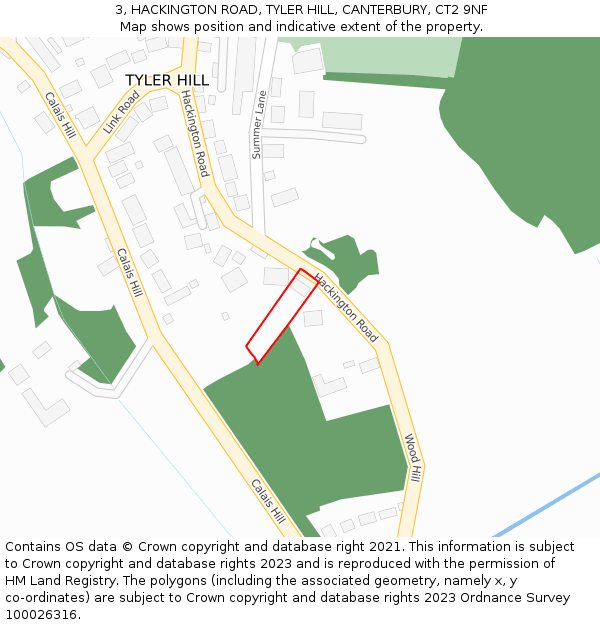 3, HACKINGTON ROAD, TYLER HILL, CANTERBURY, CT2 9NF: Location map and indicative extent of plot