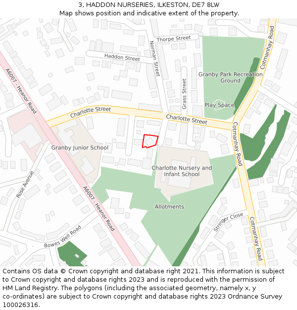 3, HADDON NURSERIES, ILKESTON, DE7 8LW: Location map and indicative extent of plot