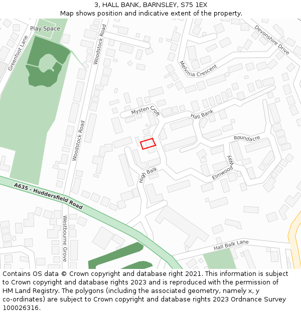3, HALL BANK, BARNSLEY, S75 1EX: Location map and indicative extent of plot