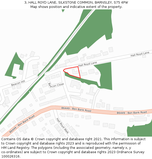3, HALL ROYD LANE, SILKSTONE COMMON, BARNSLEY, S75 4PW: Location map and indicative extent of plot