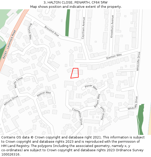 3, HALTON CLOSE, PENARTH, CF64 5RW: Location map and indicative extent of plot