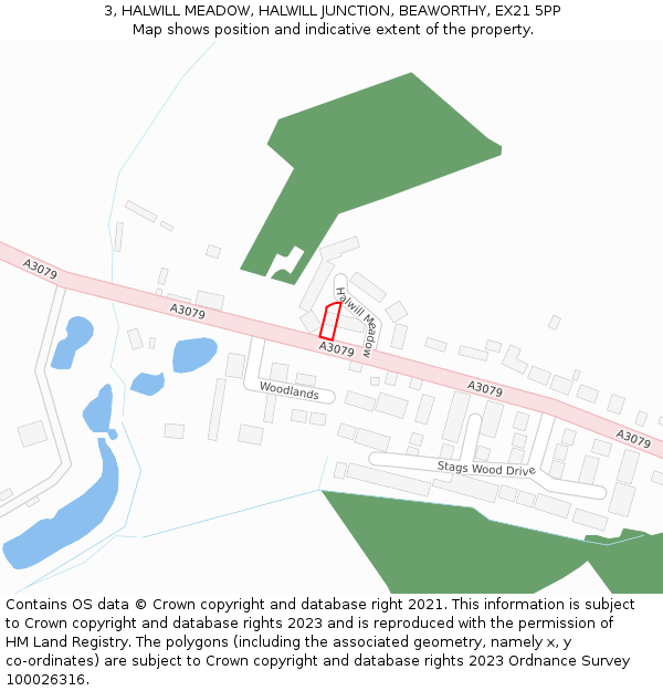 3, HALWILL MEADOW, HALWILL JUNCTION, BEAWORTHY, EX21 5PP: Location map and indicative extent of plot