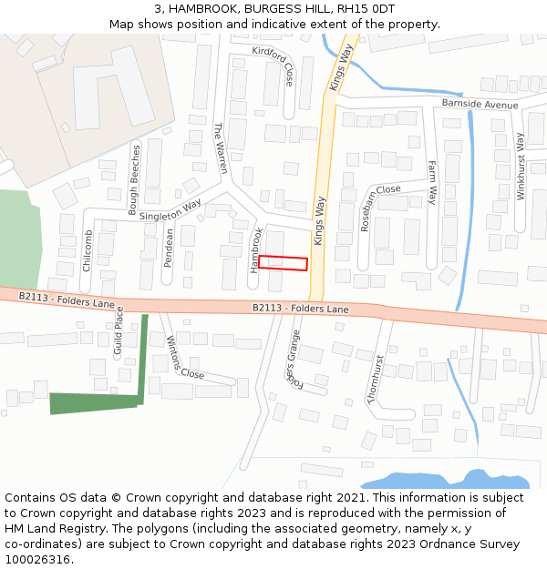 3, HAMBROOK, BURGESS HILL, RH15 0DT: Location map and indicative extent of plot