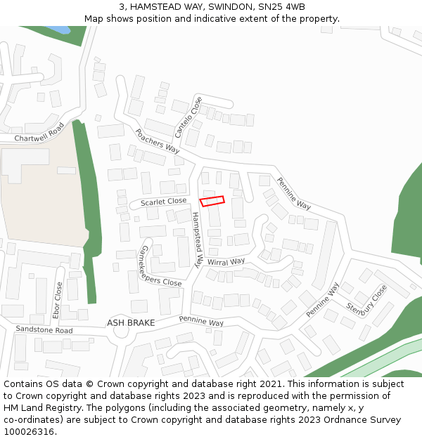 3, HAMSTEAD WAY, SWINDON, SN25 4WB: Location map and indicative extent of plot