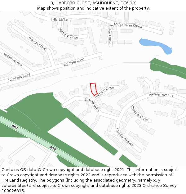 3, HARBORO CLOSE, ASHBOURNE, DE6 1JX: Location map and indicative extent of plot