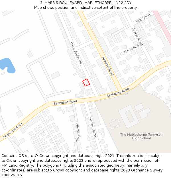 3, HARRIS BOULEVARD, MABLETHORPE, LN12 2DY: Location map and indicative extent of plot