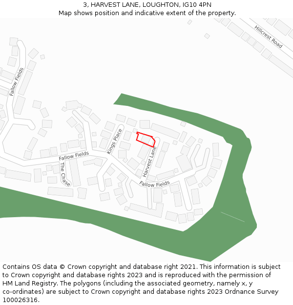 3, HARVEST LANE, LOUGHTON, IG10 4PN: Location map and indicative extent of plot