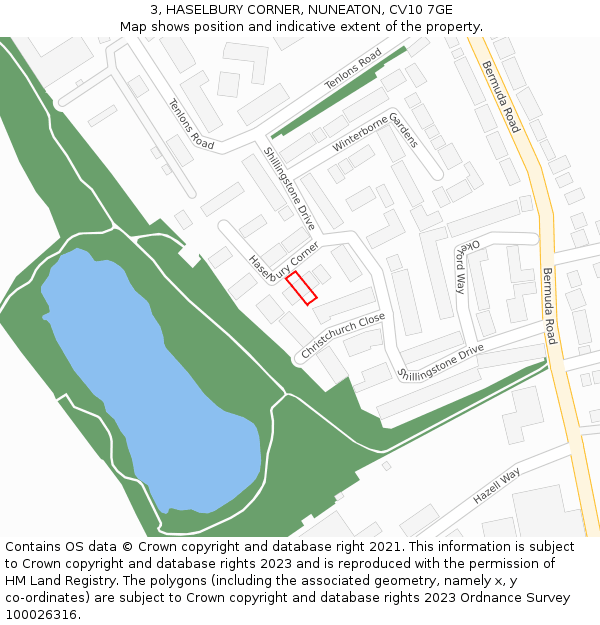 3, HASELBURY CORNER, NUNEATON, CV10 7GE: Location map and indicative extent of plot