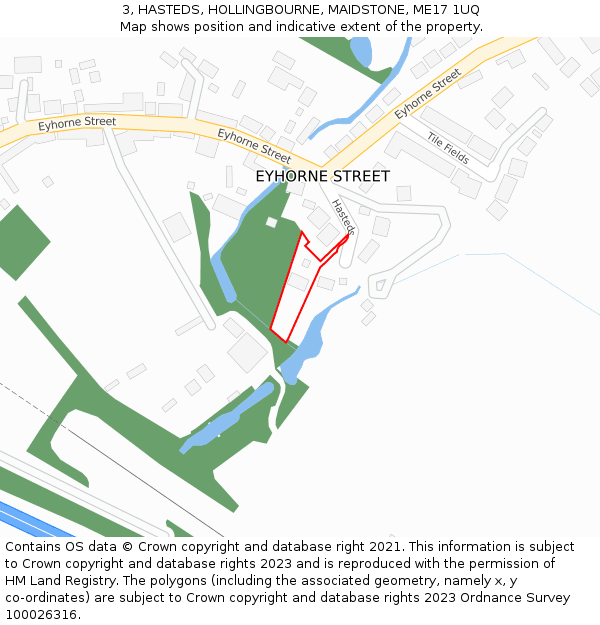 3, HASTEDS, HOLLINGBOURNE, MAIDSTONE, ME17 1UQ: Location map and indicative extent of plot